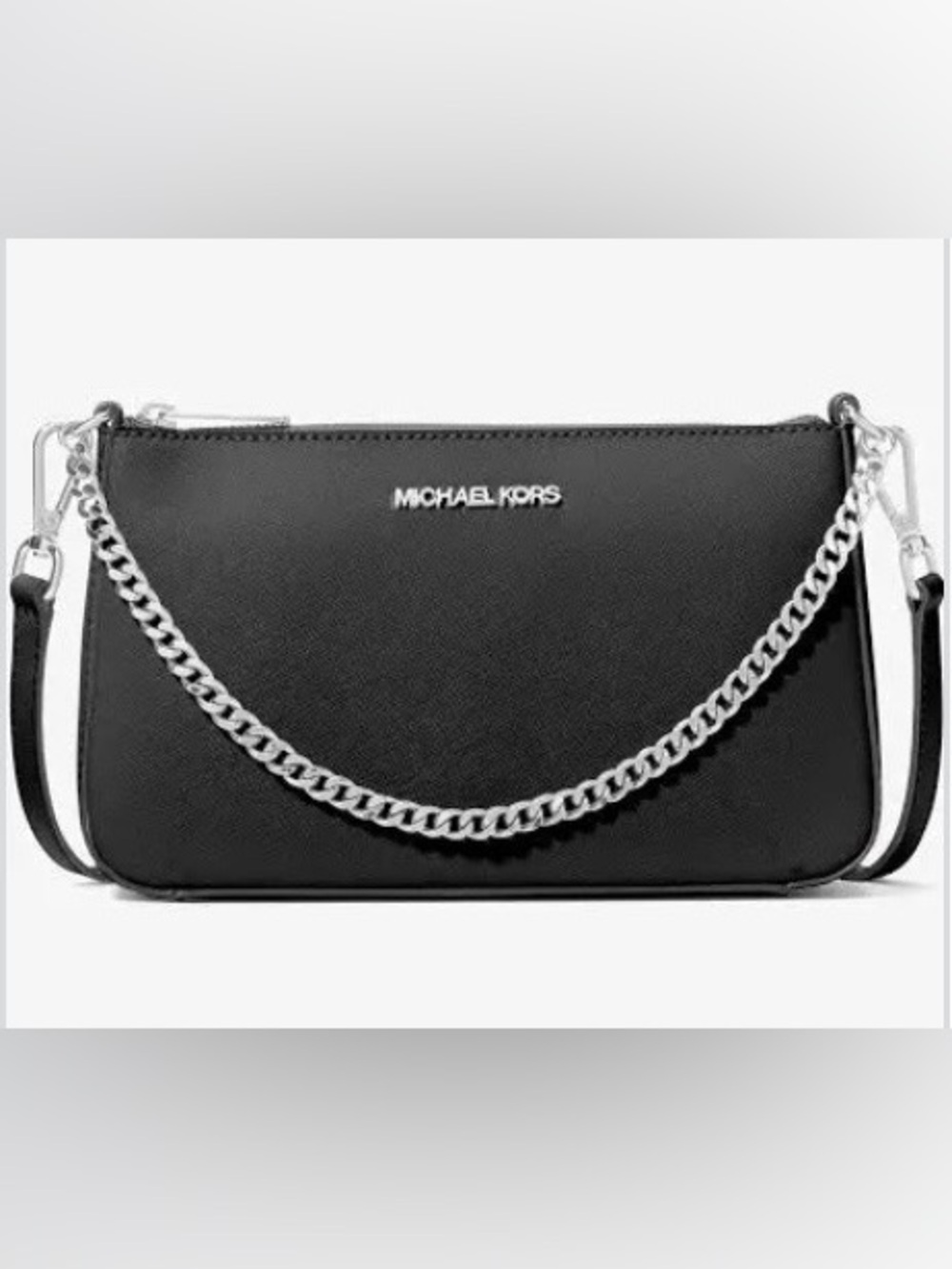Michael Kors Jet Set Medium Saffiano Leather
Crossbody Bag Black/Silver